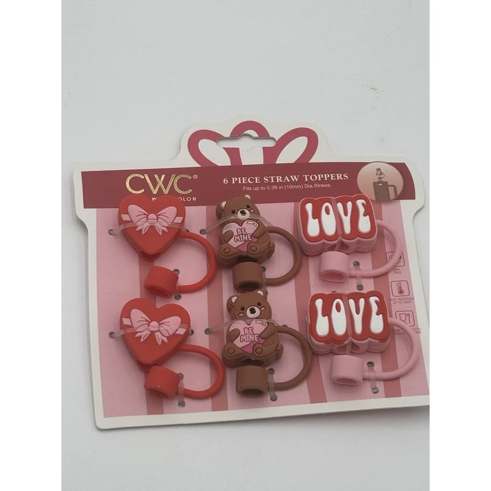 CWC 6pc Valentines Day Straw Toppers